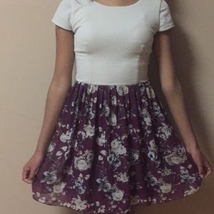White and purple floral dress